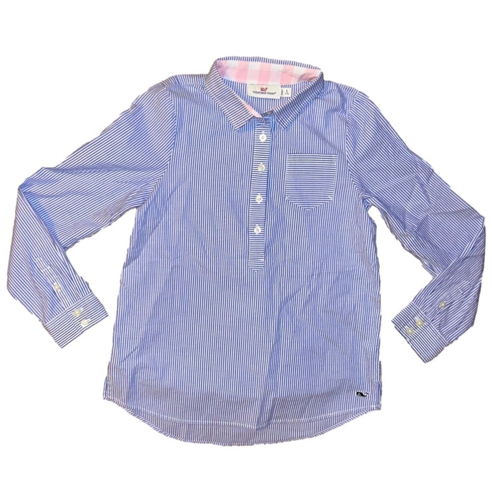 VINEYARD VINES Stripe Sconset Popover MARLIN BLUE Girl's S 7/8